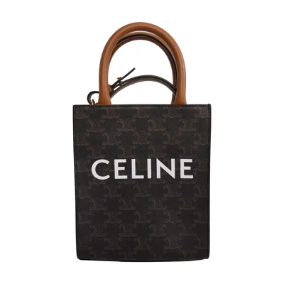 Celine Triomphe Canvas Mini Vertical Cabas Brown