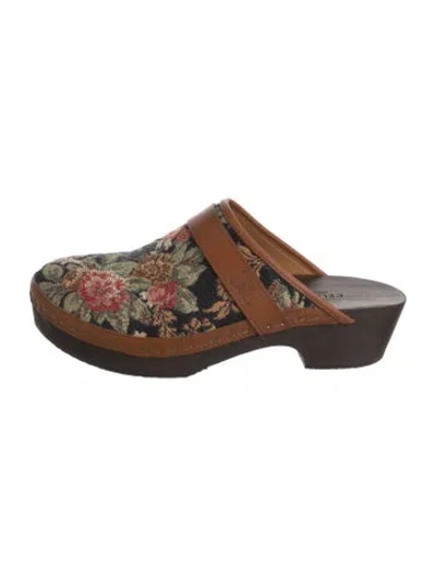 Pre-owned Celine Triomphe Canvas Mules In Neutrals