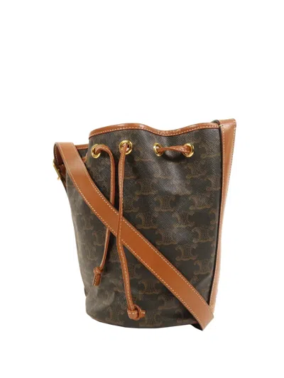 Pre-owned Celine Triomphe Canvas Shoulder Bag In Brown