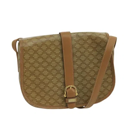 Pre-owned Celine Triomphe Canvas Shoulder Bag () In Beige