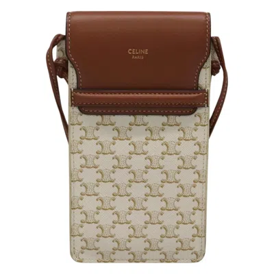 Pre-owned Celine Triomphe Canvas Shoulder Bag () In Beige