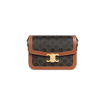 Celine Triomphe Canvas Shoulder Bag In Brown