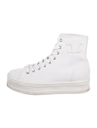 Pre-owned Celine Triomphe Canvas Sneakers In White