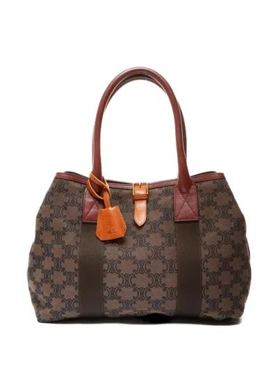 Pre-owned Celine Triomphe Canvas Tote Bag In Brown