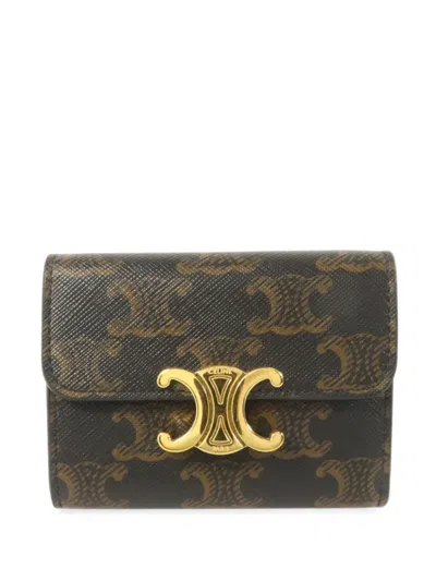 Pre-owned Celine Triomphe Canvas Wallet In Brown