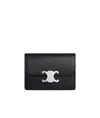 Celine Small Flap Wallet Triomphe In Shiny Calfskin In Black