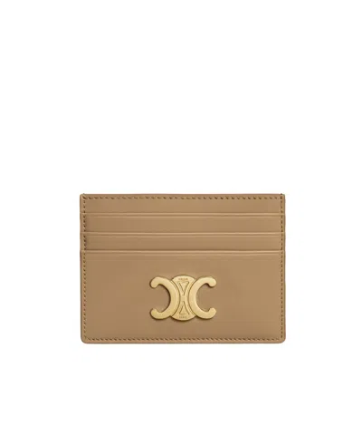 Celine Triomphe Card Bag In Brown