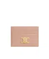 Celine Triomphe Card Bag In Nude