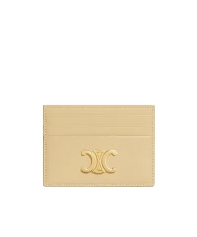 Celine Triomphe Card Bag In Nude
