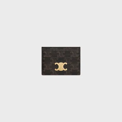 Celine Triomphe Card Case In Brown