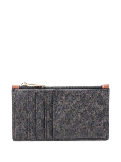 Pre-owned Celine Triomphe Card Case Coin Purse In Black