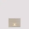 Celine Triomphe Card Holder In Neutral