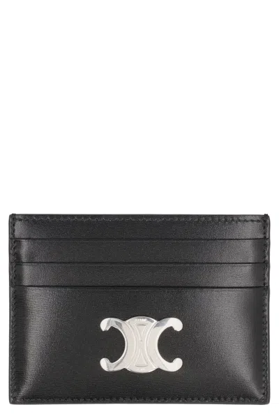 Celine Triomphe Card Holder In Black