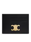 Celine Triomphe Card Holder In Polished Calfskin In Black