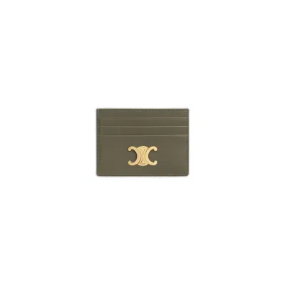 Celine Triomphe Card Holder In Khaki