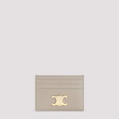 Celine Triomphe Card Holder In Neutral