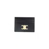 Celine Triomphe Card Holder In Polished Calfskin In Black