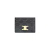 Celine Triomphe Canvas Compact Card Holder In Black