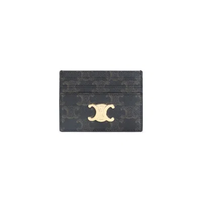 Celine Triomphe Card Holder Women In Brown