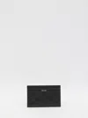 Celine Men Triomphe Coated Canvas And Leather Card Holder In Black