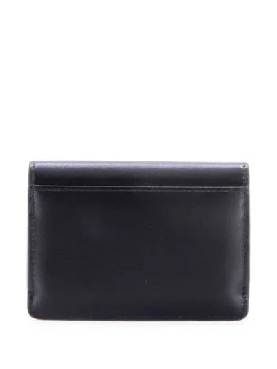 Pre-owned Celine Triomphe Case Leather Card Holder In Black