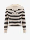 Celine Triomphe Cashmere And Wool Sweater In Neutral