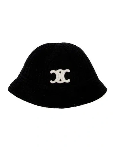 Pre-owned Celine Triomphe Cashmere Beanie In Black