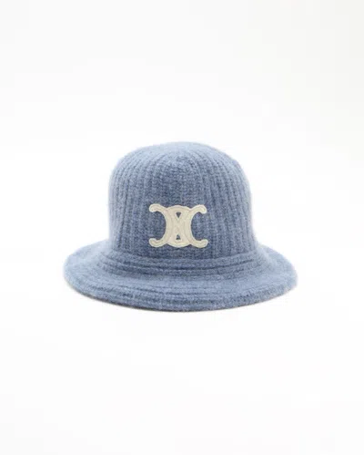 Celine Céline Triomphe Cashmere Bucket Hat In Blue