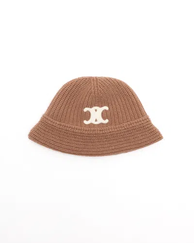 Celine Céline Triomphe Cashmere Bucket Hat In Brown