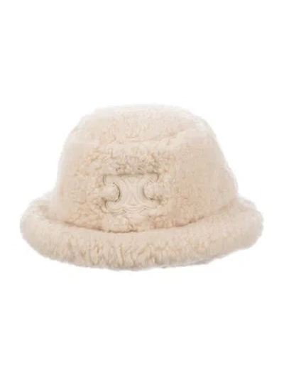 Pre-owned Celine Triomphe Cashmere Bucket Hat W/tags In Neutral