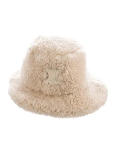 Pre-owned Celine Triomphe Cashmere Bucket Hat W/tags In Neutral