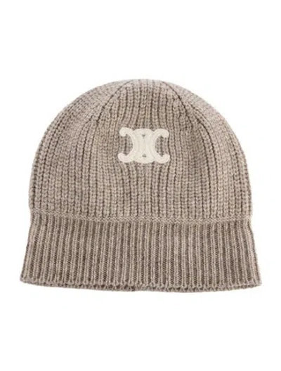 Pre-owned Celine Triomphe Cashmere Knit Beanie In Neutral