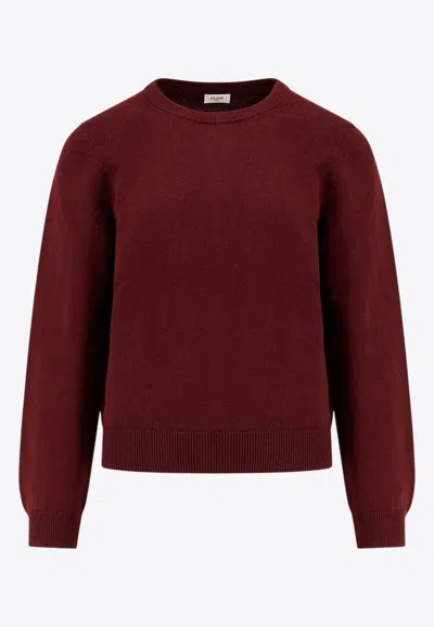 Celine Triomphe Cashmere Sweater In Burgundy