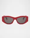 Celine Triomphe 55mm Rectangular Sunglasses In Red
