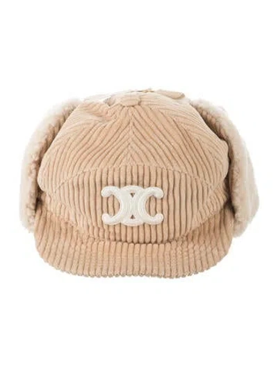 Pre-owned Celine Triomphe Chapka Hat In Neutrals