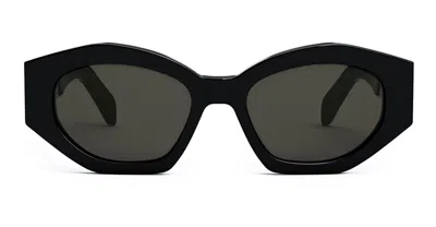 Celine Triomphe Logo Acetate Cat-eye Sunglasses In Shiny Black