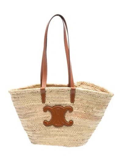 Pre-owned Celine Triomphe Classic Panier Medium In Neutral
