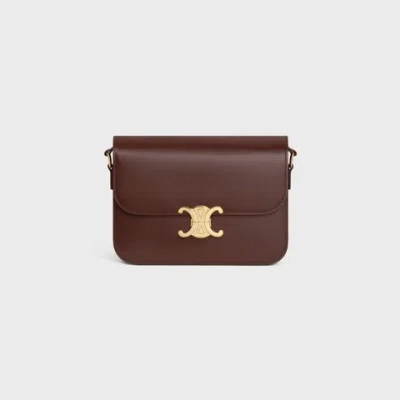 Celine Teen Triomphe Shiny Shoulder Bag In Red