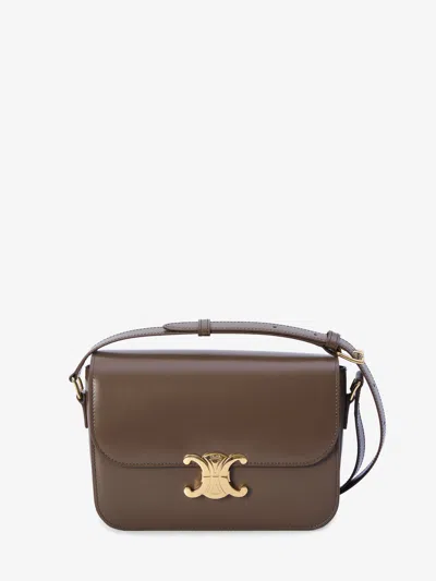 Celine Triomphe Classique Leather Crossbody Bag In Brown