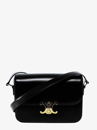 Celine Triomphe Classique Leather Shoulder Bag In Black