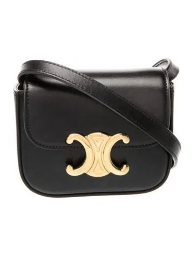 Pre-owned Celine Triomphe Claude Mini In Black