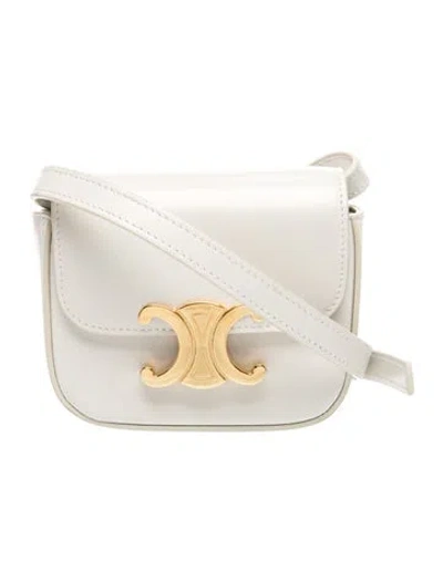 Pre-owned Celine Triomphe Claude Mini In White
