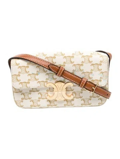 Pre-owned Celine Triomphe Claude In White