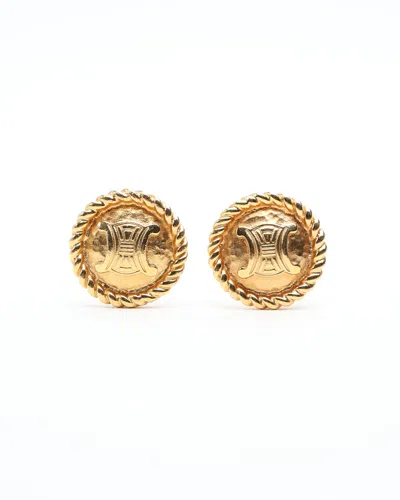 Celine Céline Triomphe Clip-on Earrings In Gold