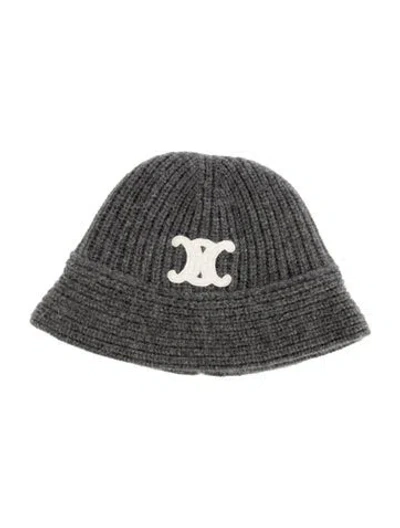 Pre-owned Celine Triomphe Cloche Beanie In Grey