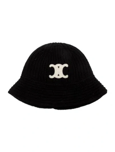 Pre-owned Celine Triomphe Cloche Cashmere Hat In Black