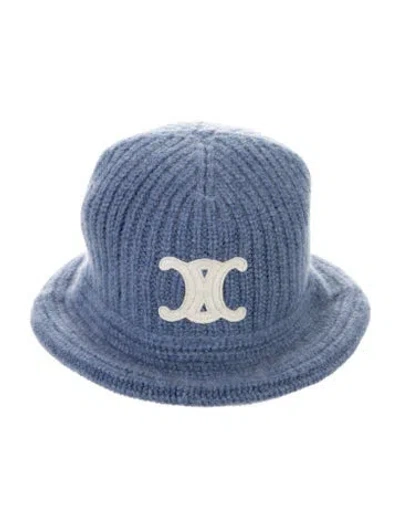 Pre-owned Celine Triomphe Cloche Cashmere Hat In Blue