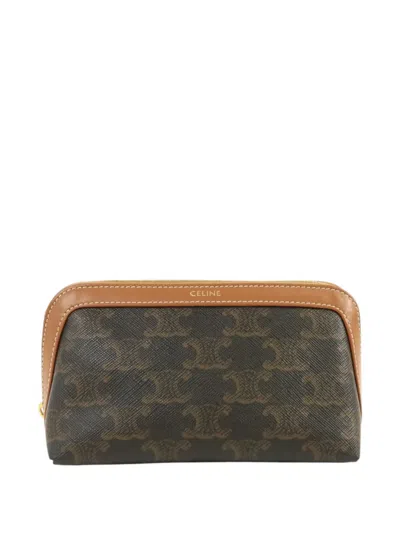 Pre-owned Celine Triomphe Clutch Bag In Brown