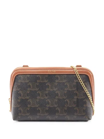 Pre-owned Celine Triomphe Clutch Bag In Brown