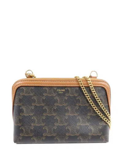 Pre-owned Celine Triomphe Clutch Bag In Brown